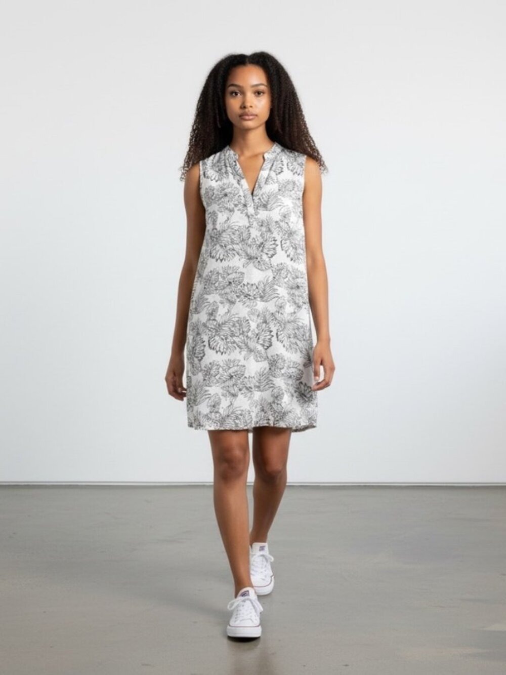 Anthropologie Maeve Lucy & Laurel White Monstera Printed Linen Blend Dress US L